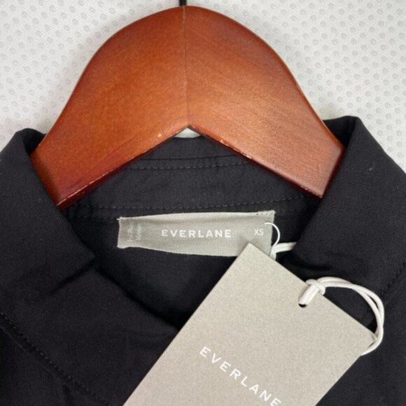 Everlane The Field Long Sleeve Collared Cotton Oversized Dress Black XS - Picture 9 of 10